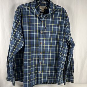 Duluth Trading Mens Long Sleeve Blue Plaid Shirt Size X-Large Outdoors Workwear